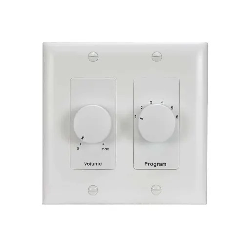 Lowell CS650-DW 50W Mono Volume Control and Program Selector Switch with 1 and 2-Gang Decorator Wall Plates, White
