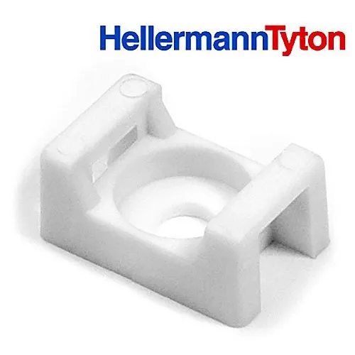 HellermannTyton CTM410C2 Cable Tie Anchor Mount, 0.86"x0.62", 0.25" Hole Diameter, 0.31" Max Tie Width, PA66, 100-Pack, White