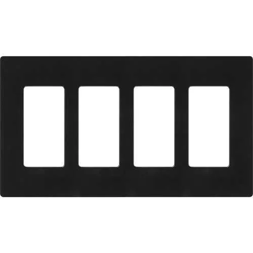 Lutron CW-4-BL Claro 4-Gang Screwless Wall Plate, Black