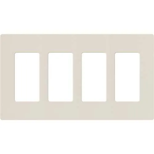Lutron CW-4-LA Claro 4-Gang Screwless Wall Plate, Light Almond