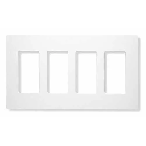 Lutron CW-4-WH Claro 4-Gang Screwless Wall Plate, White