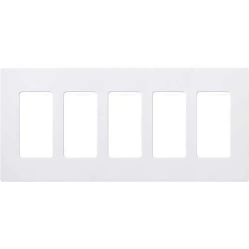 Lutron CW-5-WH Claro 5-Gang Screwless Wall Plate, White