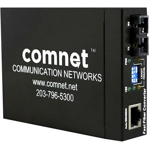 ComNet CWFE2SCS2 2-Fiber Mini Media Converter, 10/100 Mbps, Commercial Grade, Single-Mode, SC Connectors