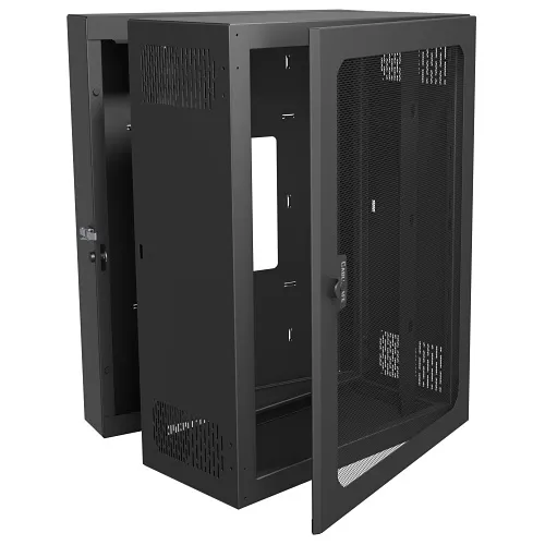 Middle Atlantic CWR-18-17VD Swinging Wall Mounted Rack with Vented Door and 6 D-Rings, 17" Depth, 18U