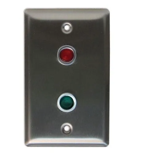 Camden CX-LED2/56FRG Single- Gang Faceplate, 2 LEDs, Blank, 12-28VDC Red LED and Green LED, 'Occupied' 'Door Locked - Door Unlocked