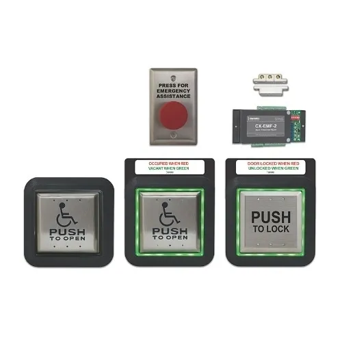 Camden CX-WC15XFM Flush Mount Aura Illuminated Push Plate Switch, Emergency Buttons and Pull Stations