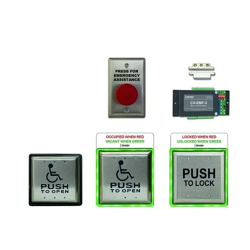 Camden CX-WC15XSM CX-WC Series Surface Mount Illuminated Push Plate and Assistance Restroom Control System