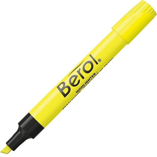Berol 64324 Highlighter, Chisel Tip, Fluorescent Yellow