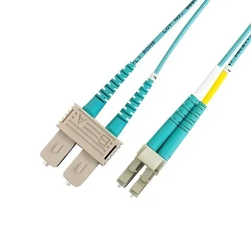 Lynn Electronics D-L2S2-4R2-001M Fiber Optic Patch Cable, Multimode OM4, Duplex LC to SC, 2mm Riser, 1m