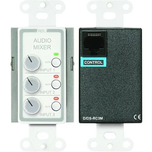 RDL D-RC3M 3-Channel Remote Audio Mixing Control with Muting, Stainless Steel