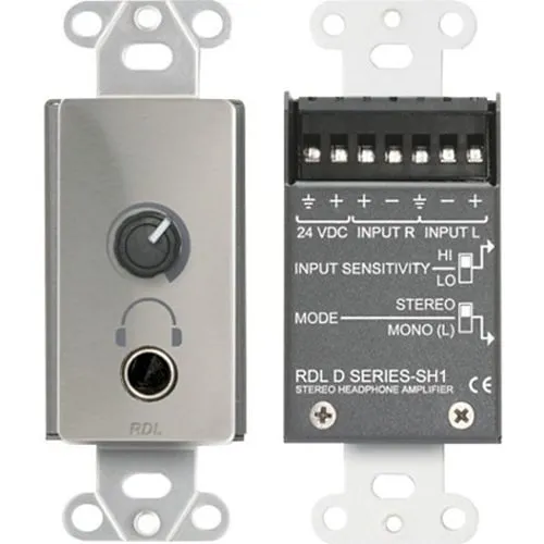 RDL D-SH1 RDL DS-SH1 Stereo Headphone Amplifier, Decora Panel with User Level Control