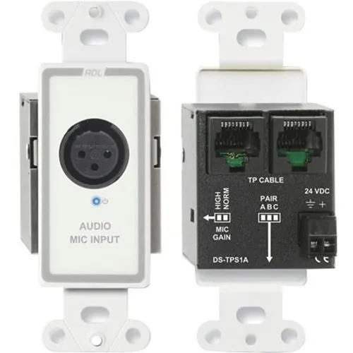 RDL D-TPS1A Active Single-Pair Sender, Twisted Pair Format-A, XLR microphone input with Phantom