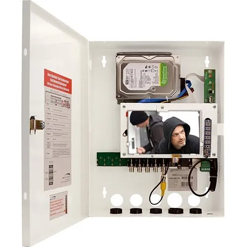 Speco D16WHUM8TB 16 Channel 4K IP, Hd-Tvi Wall Mount Hybrid Video Recorder with Built-In Monitor