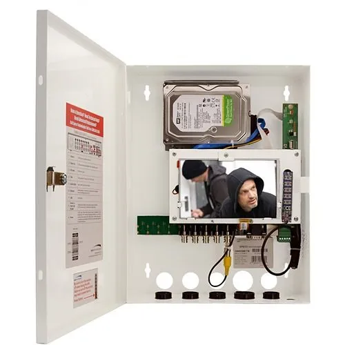 Speco D8WHUM2TB 8-Channel 4K IP, HD-TVI Wall Mount Hybrid Video Recorder with Built-In Monitor