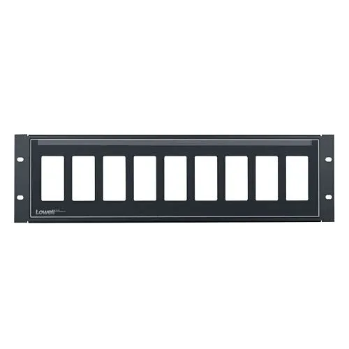 Lowell D9P-ID-3 Rack Panel for 9 Decorator Devices, Vertical Mount