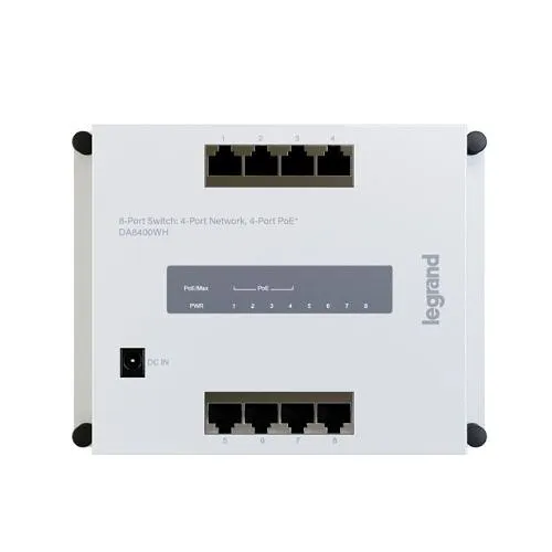 On-Q DA8400WH 8-Port Switch, 4-Port Network, 4-Port PoE+