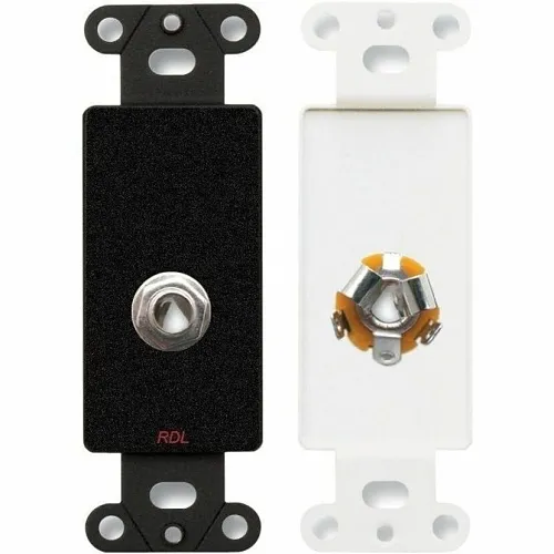 RDL DB-1/4F Series 1/4" Phone Jack Detachable Terminal Block on Decora Wall Plate, Black