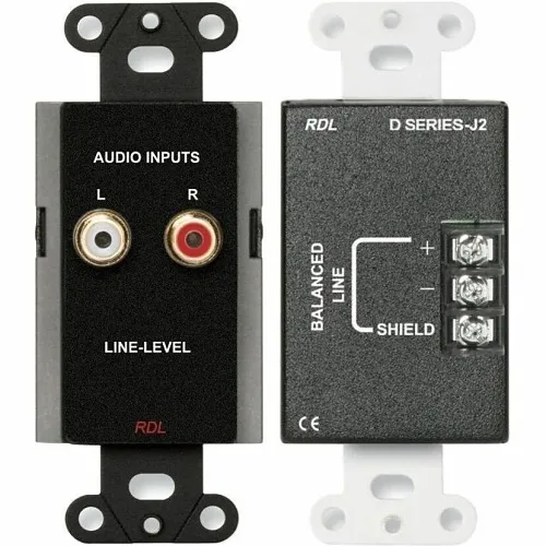 RDL DB-J2 Series Wall Mounted Line Input Assembly, Black