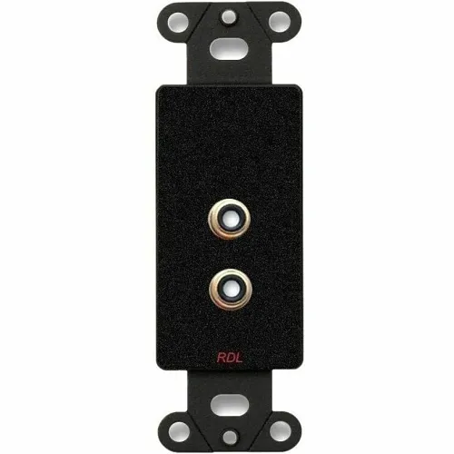 RDL DB-PHN2 Series Dual RCA Jacks on Decora Wall Plate, Solder Type, Black