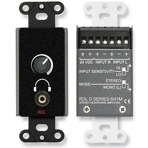 RDL DB-SH1M Stereophonic Headphone Amplifier, 1/8" (3.5mm) Jack, Black
