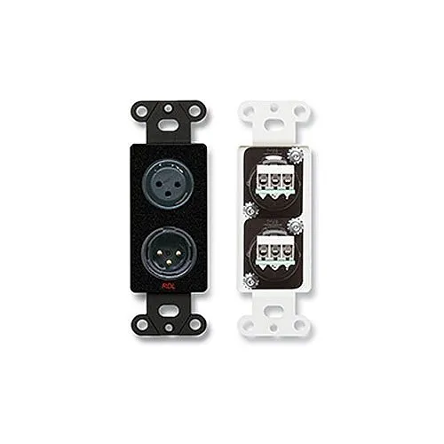 RDL DB-XLR2 XLR 3-Pin Female and 3-Pin Male on Decora Wall Plate, Black