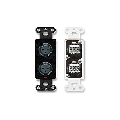 RDL DB-XLR2F Dual XLR 3-Pin Female Jacks on Decora Wall Plate, Black
