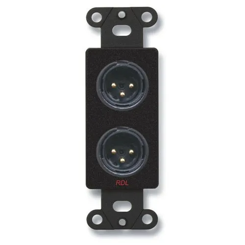 RDL DB-XLR2M Dual XLR 3-Pin Male Jacks on Plate, Solder Type, Black