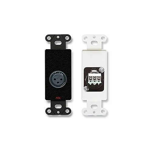 RDL DB-XLR3F XLR 3-Pin Female Jack on Decora Wall Plate, Black