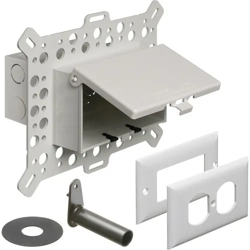 Arlington DBHM1W Single Gang Low Profile InBox for New Stucco, Textured Surfaces, and Rigid Siding, White