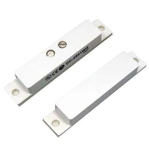 AI NEXT DC-2531 WG W AI NEXT DC-2531 WG 1" Gap Surface Mount Magnetic Contact with Terminals, 18" Side Wire Leads, Self-Adhesive and Nail Mount, White (2"L 3/8"D 1/4"H