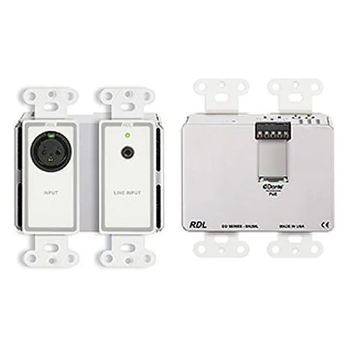RDL DD-BN2ML Wall-Mounted Bi-Directional Mic/Line Dante Interface x 2, White