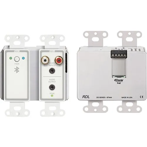 RDL DD-BTN44 Wall-Mounted Bi-Directional Line-Level and Bluetooth Audio Dante Interface, White
