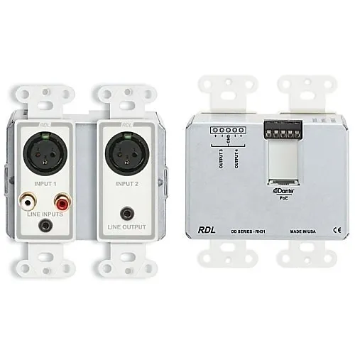 RDL DD-RN31 Wall-Mounted Bi-Directional Mic/Line Dante Interface