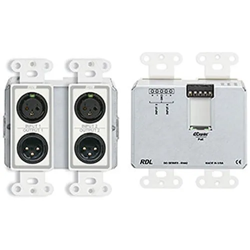RDL DD-RN42 Wall-Mounted Bi-Directional Mic/Line Dante Interface, 4x2, White