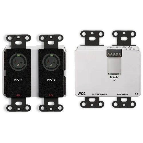 RDL DDB-BN2M Wall-Mounted Bi-Directional Mic / Line Dante Interface 2 x 2