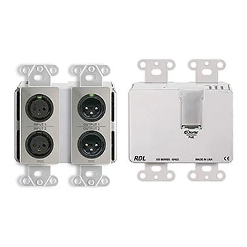 RDL DDS-BN22 Wall-Mounted Bi-Directional Mic/Line Dante Interface x 2, Gray