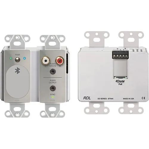 RDL DDS-BTN44 Wall-Mounted Bi-Directional Line-Level and Bluetooth Audio Dante Interface, Stainless Steel