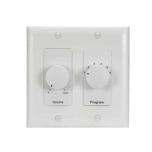 Lowell CS650-DW 50W Mono Volume Control and Program Selector Switch with 1 and 2-Gang Decorator Wall Plates, White