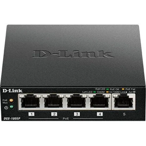 D-Link DGS-1005P 5-Port Desktop Gigabit PoE+ Switch