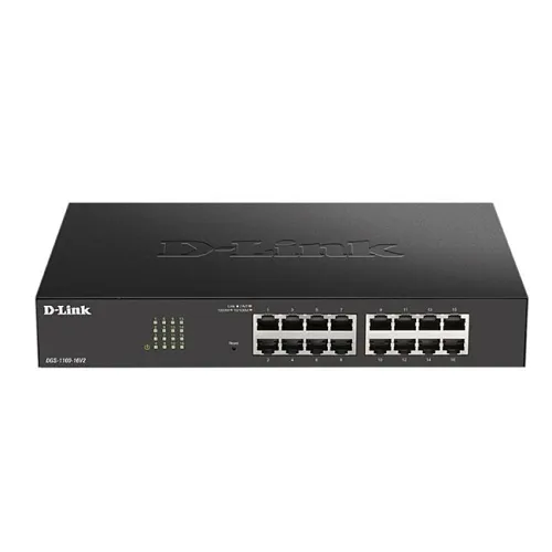 D-Link DGS-1100-16V2 16-Port Ethernet Switch, Twisted Pair, 1U RS, Rack-mountable, 2-Layer Supported