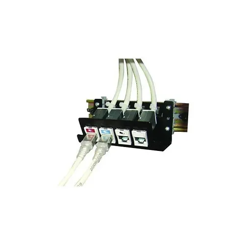 Siemon DIN-PNL-04-01 4-Port UTP DIN Rail Panel, 4-Port, Black