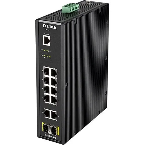 D-Link DIS-200G-12S 12-Port Gigabit Smart Managed Industrial Switch, 10 10/100/1000BASE-T ports