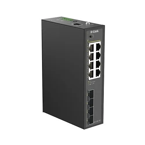 D-Link DIS-210G-12P 12-Port Industrial Gigabit Smart Managed PoE+ Switch with (4) SFP