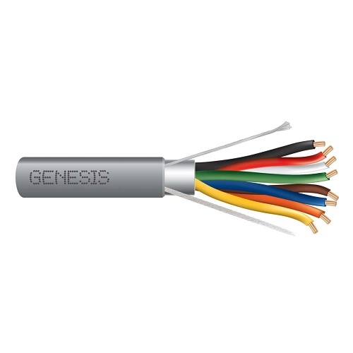 Genesis 22075509 22/8 Stranded Shielded Cable, Riser, CMR, FT4, 500' (152.4 m) Pull Box, Gray