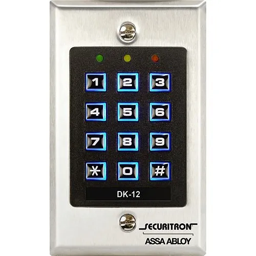 Securitron DK-12 Digital Keypad, Stainless-Steel Backplate with 12 Illuminated Keys