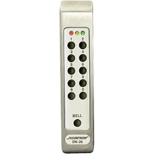 Securitron DK-26PSS DK-26 Series Digital Keypad Only, Narrow Stile, Stainless Steel