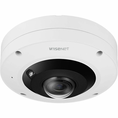 Hanwha XNF-9013RV X-Series 12MP Sensor AI IR 360° Outdoor IP Fisheye Camera, 1.08mm Fixed Lens, White