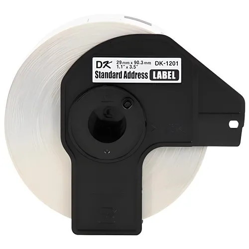 Brother DK1201 Standard Address Die-Cut Paper Labels, 1.1" x 3.5", Black on White