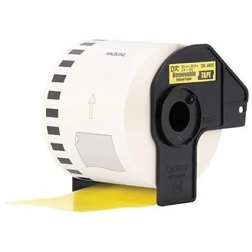 Brother DK4605 2.4 x 100 Yellow Paper Label with Red