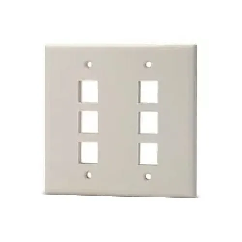 Signamax DKF-6-DI 6-Port Double Gang Faceplate with Labeling, Dark Ivory